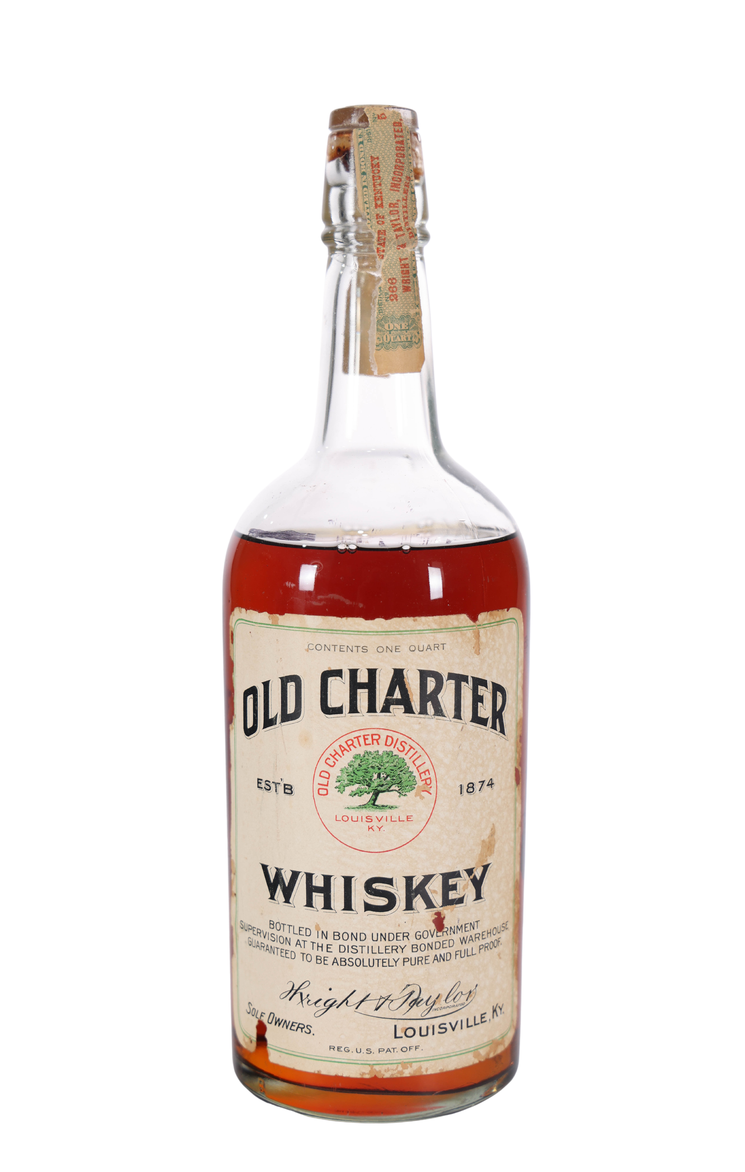 Old Charter Bottled in Bond Quart 1914-1918 - Rare Find! | Whiskey